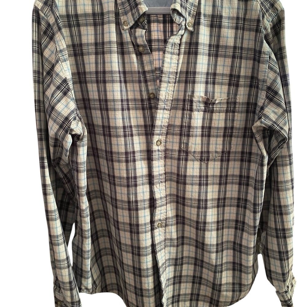 GAP Men's Casual Plaid Shirt - Black and Cream